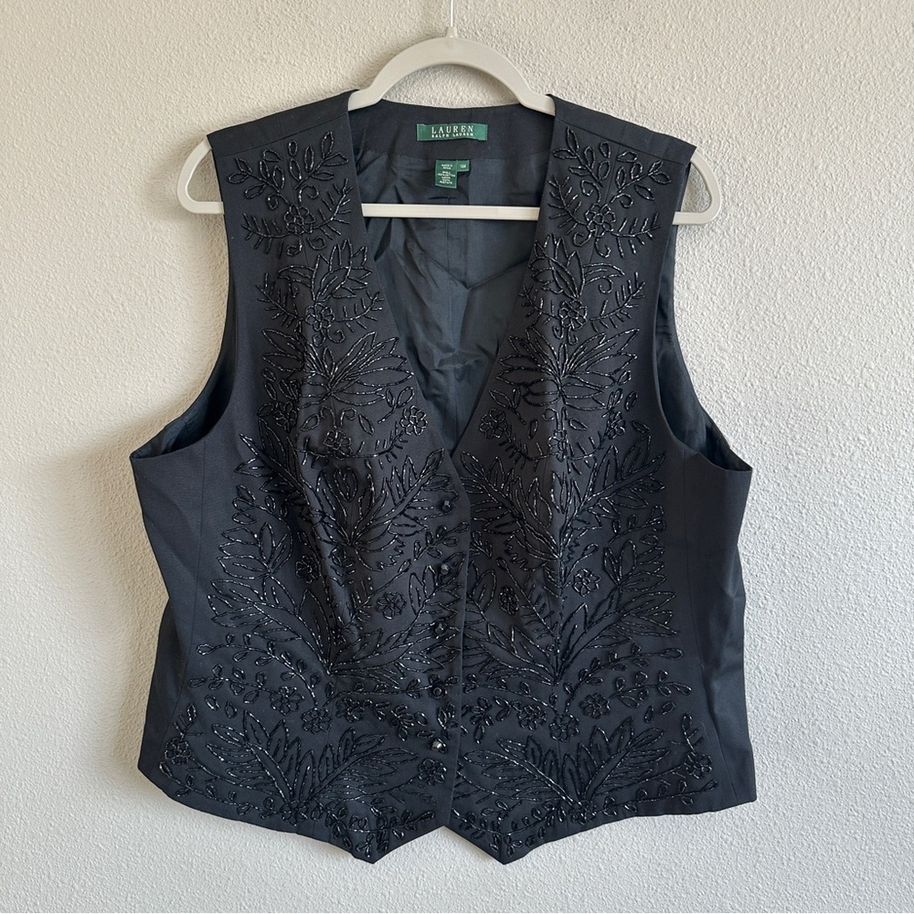 Ralph Lauren Black Embroidered Vest